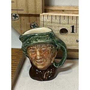 Miniature Toby Jug Small Green Brown Ceramic Vintage Collectible Home Decor